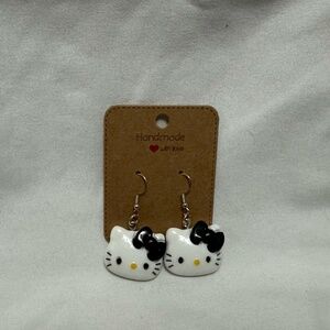 Handmade Black Bow Hello Kitty Earrings